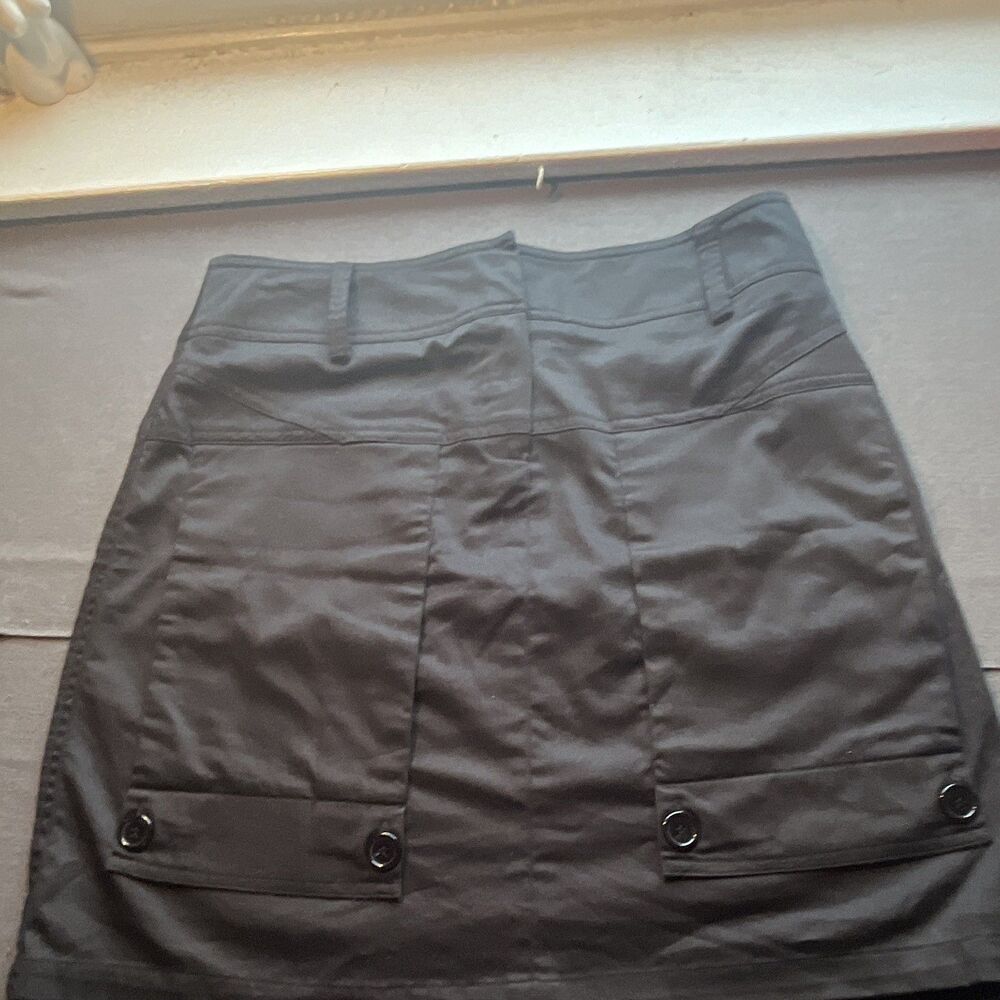 Sharagano Women's 8 Black Solid Cargo Skirt Knee Length Cotton Spandex